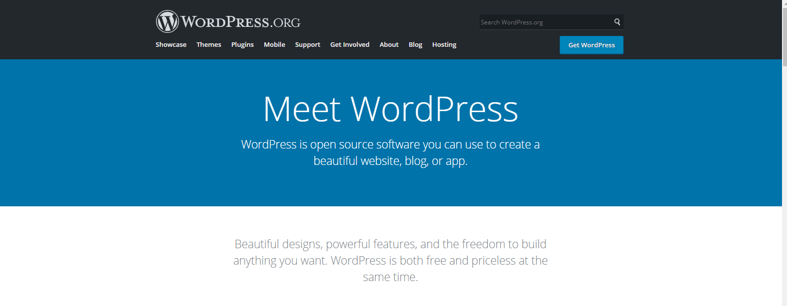 b=Wordpress home page